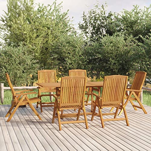 Homgoday Gartenmöbel-Set, 7-teilig, aus massivem Teakholz, Tisch und Stühle für den Außenbereich, Gartenmöbel, Gartenmöbel, Set Model3154921