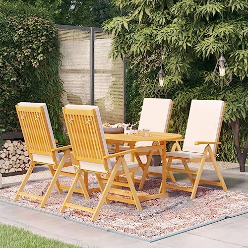 THOYTOUI 5-TLG. Garten-Essgruppe, Lounge möbel Outdoor Möbelsets Sitzgruppe Outdoor Rattan gartenmöbel Set Geeignet für Balkon Garten Terrasse Veranda mit Kissen Massivholz Teak