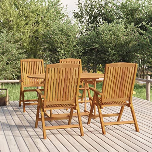 AJJHUUKI Outdoor-Sitz-Outdoor-Stuhl-Liegestühle Gartenstühle 4 Stück Massivholz Teak