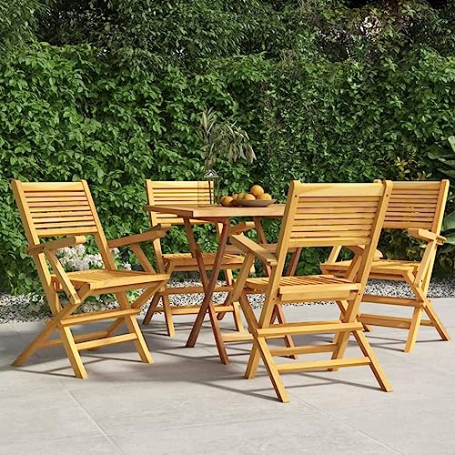 UTSRABFA Gartenstühle Terrassenstuhl Lobby-Stuhl Freizeitstühle Gartenstühle 4 STK. Klappbar 55x62x90 cm Massivholz Teak Geeignet für Außenbereich, Garten, Gästezimmer, Rasen