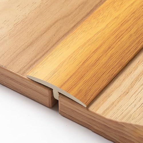 GSKFXJ Übergangsstreifen T-Profil-Selbstklebend, Holz/Laminat Boden Abdeckleiste, Vinyl Laminat Boden Türschwellen Leiste Schneidbar(Teak color,90cm2pcs)