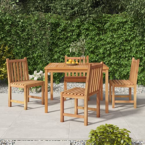 Homgoday Gartenmöbel-Set, 5-teilig, massives Teakholz, Stuhl, Sessel, Tisch, Küche, Outdoor, Terrasse, Balkon, Möbel, Typ 41