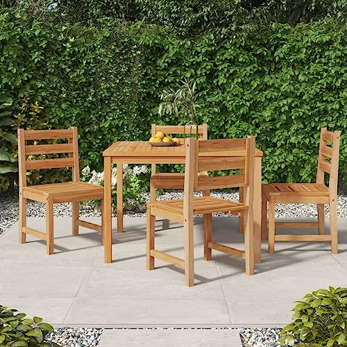 AJJHUUKI Outdoor Sitzgruppe Outdoor Stühle Gartenstühle 4 Stück Massivholz Teak