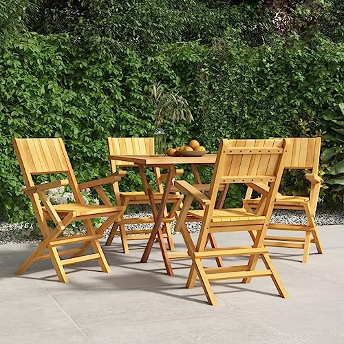 UTSRABFA Gartenstühle Terrassenstuhl Lobby-Stuhl Freizeitstühle Gartenstühle 4 STK. Klappbar 55x61x90 cm Massivholz Teak Geeignet für Außenbereich, Garten, Gästezimmer, Rasen